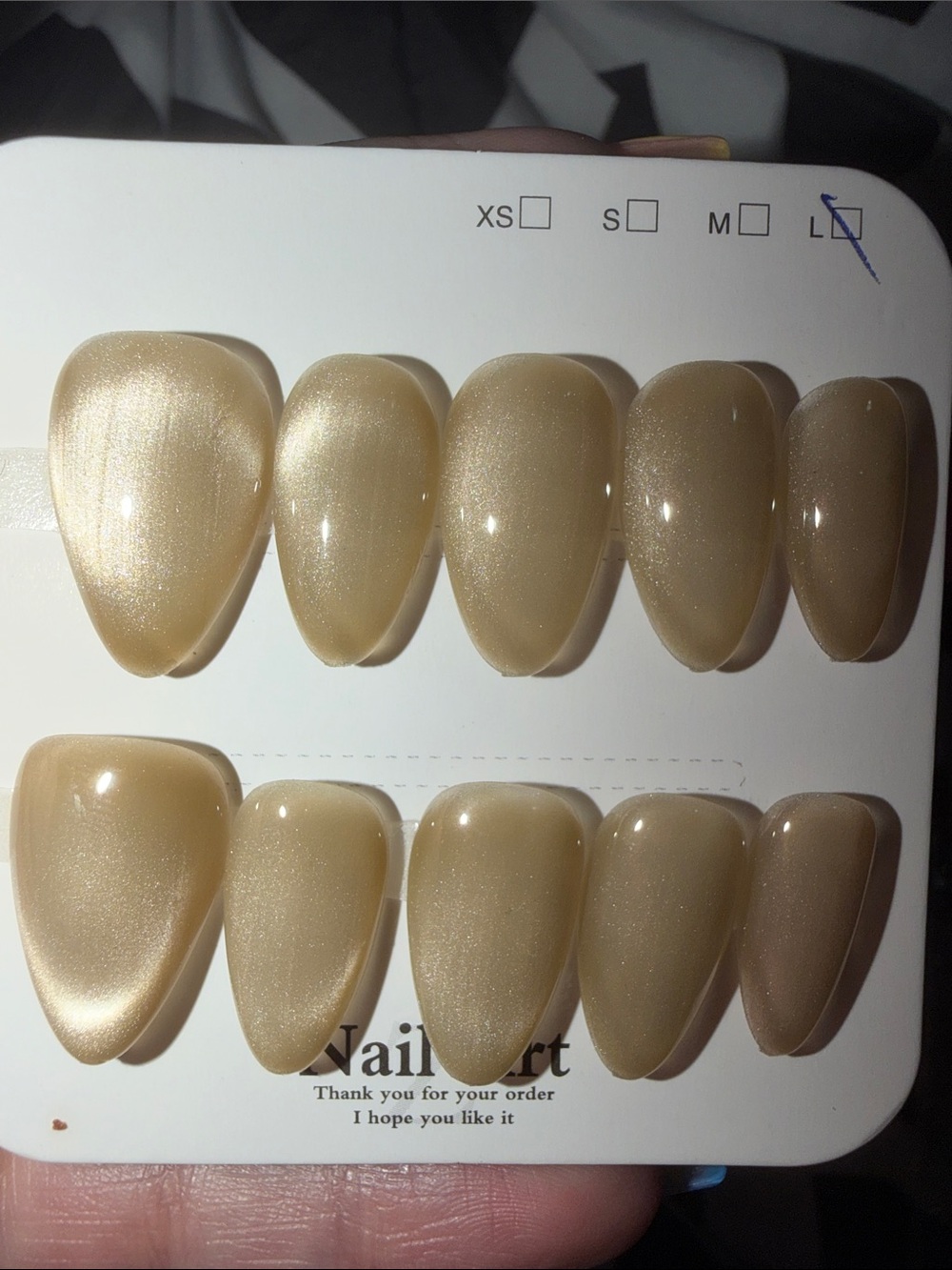 Neutral Pearl Press-On Nails - Shimmery Beige Set